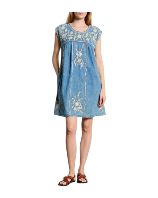 Vestito corto Sylvie in denim ricamato SYLVIE BLUE HAZE MAISON HOTEL 