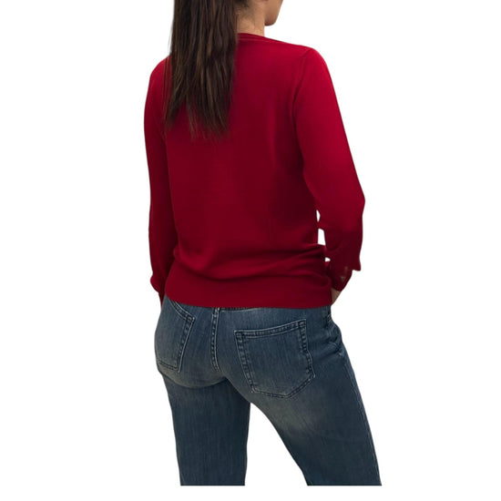 Cardigan girocollo in lana merino Rosso CARDIGAN GIROCOLLO ROSSO AlEXANDRE STONE 