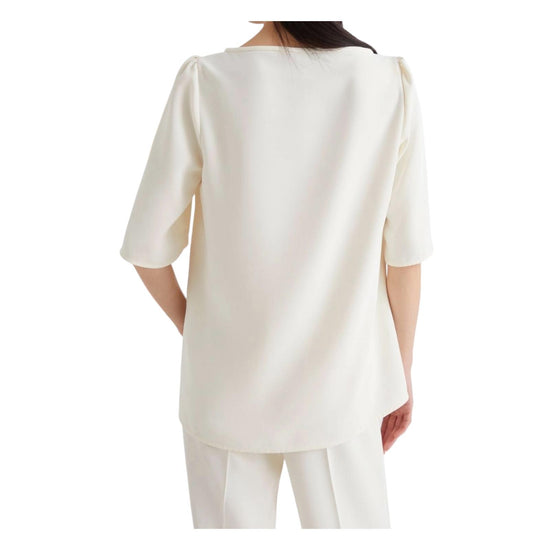 Blusa Vanessa in ever satin riciclato bianco lana. VANESSA 001 MARELLA 