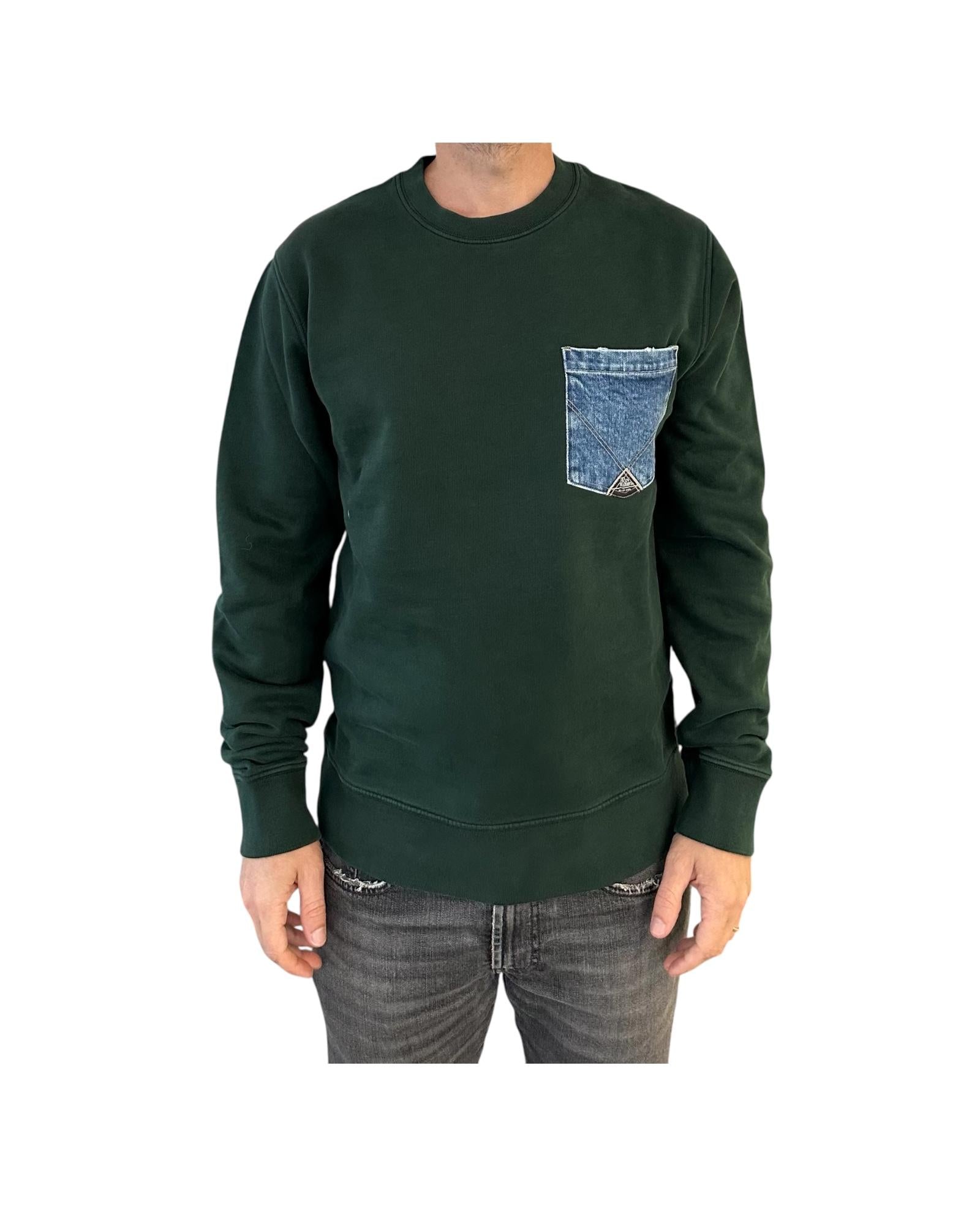 Felpa girocollo pocket University green RRU90098CN67XXXX C0127 ROY ROGER'S