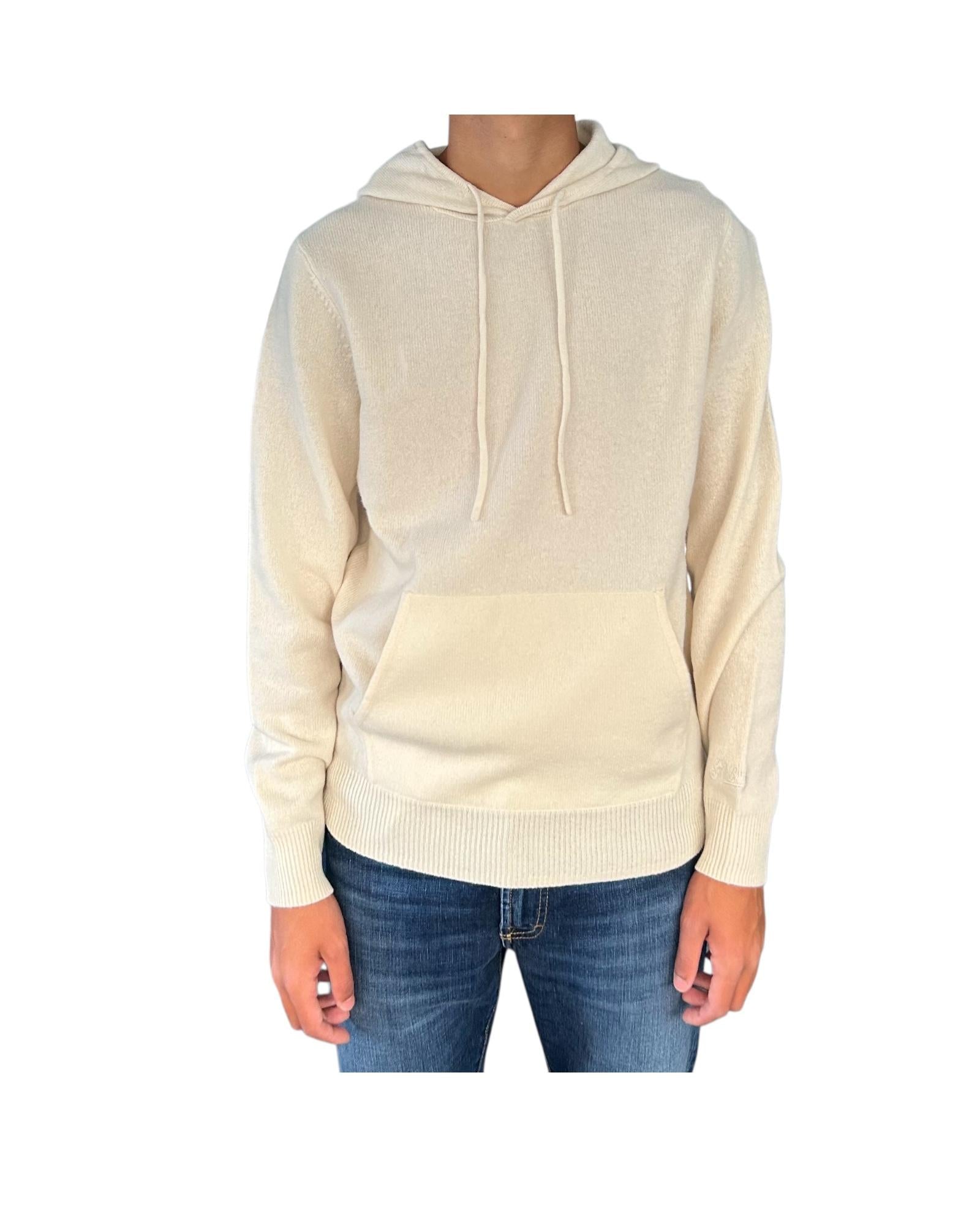 Maglione con cappuccio in lambswool Panna MAH0002 00040I MC2 SAINT BARTH 