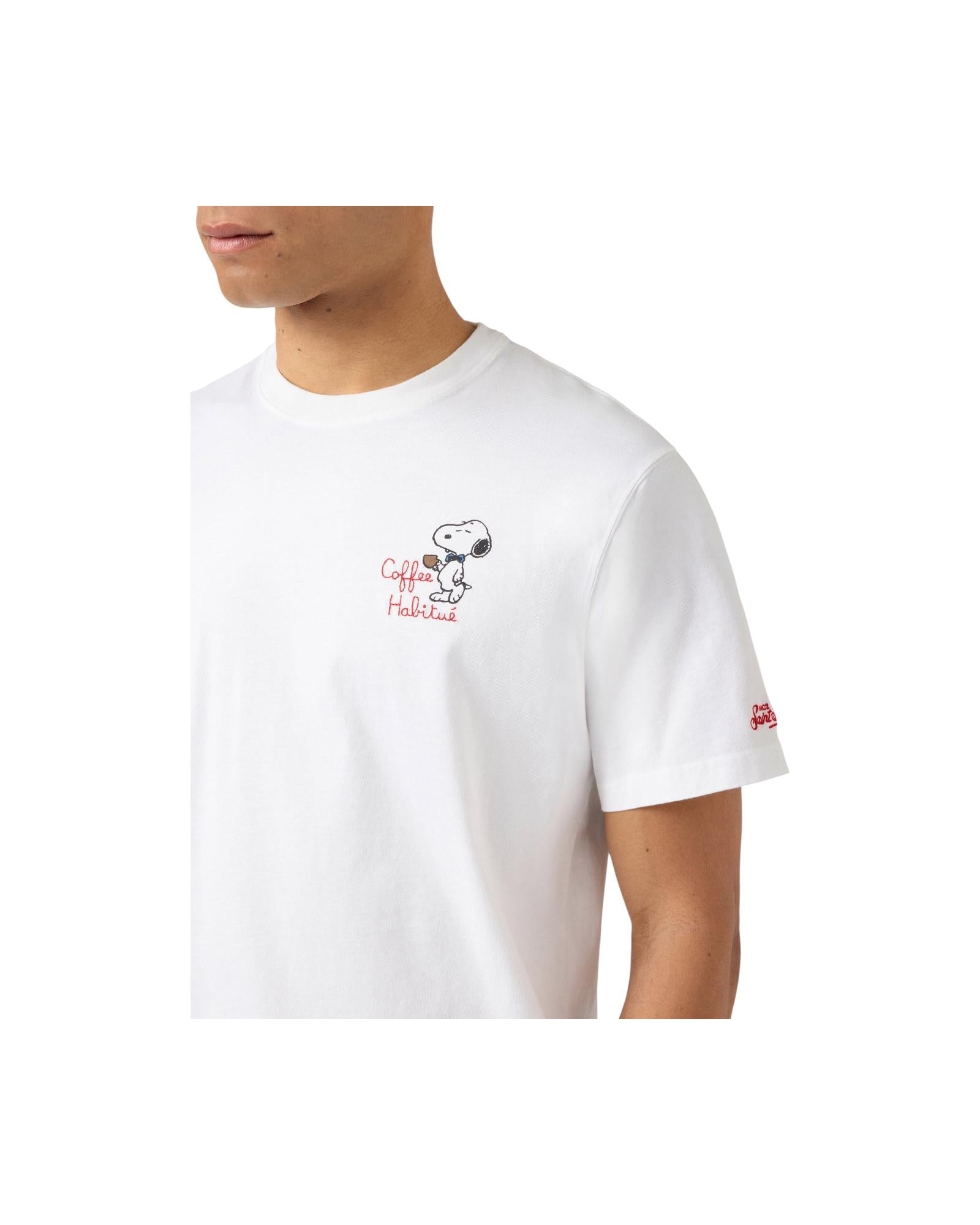 T-shirt bianca con ricamo Coffee Habituè POT0001 01623L MC2 SAINT BARTH 