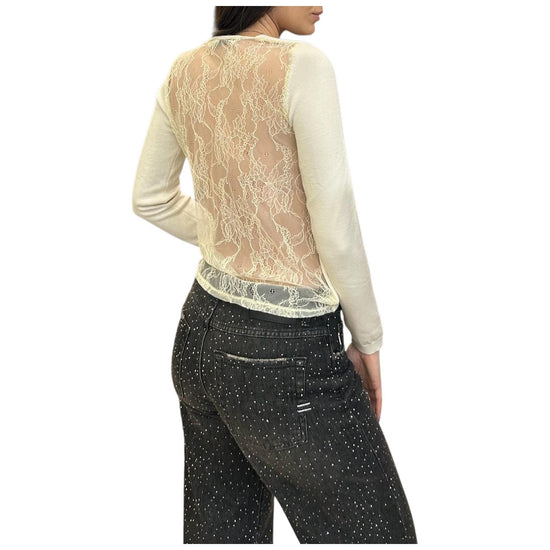 Maglia con pizzo posteriore Panna MNC P171 PANNA haveone 