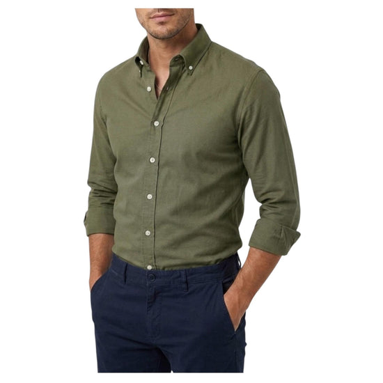Camicia Uomo botton down in cotone Verde B4743 4 BASTONCINO 
