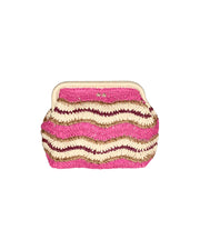 Clutch bag in paglia Fucsia