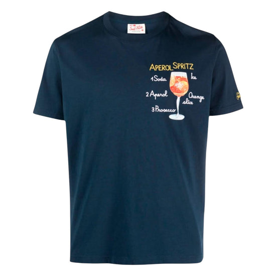 T-shirt da uomo in cotone con stampa e ricamo Aperol spritz TSHM001 02702H MC2 SAINT BARTH 