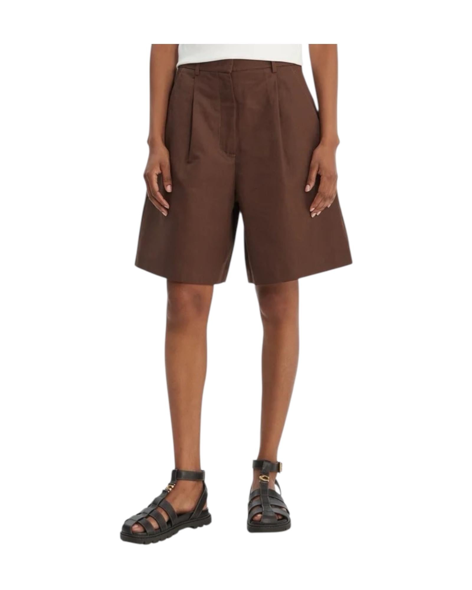 Bermuda in canvas di cotone e lino Marrone ECUBA 013 MAX MARA WEEKEND 