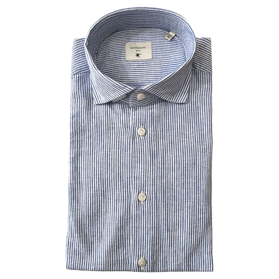 Camicia Simo Slim Lines Uomo Bianco Blu B1118 2 BASTONCINO 