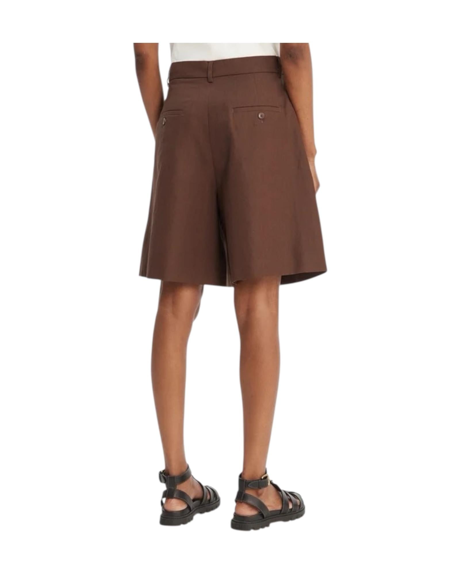 Bermuda in canvas di cotone e lino Marrone ECUBA 013 MAX MARA WEEKEND 