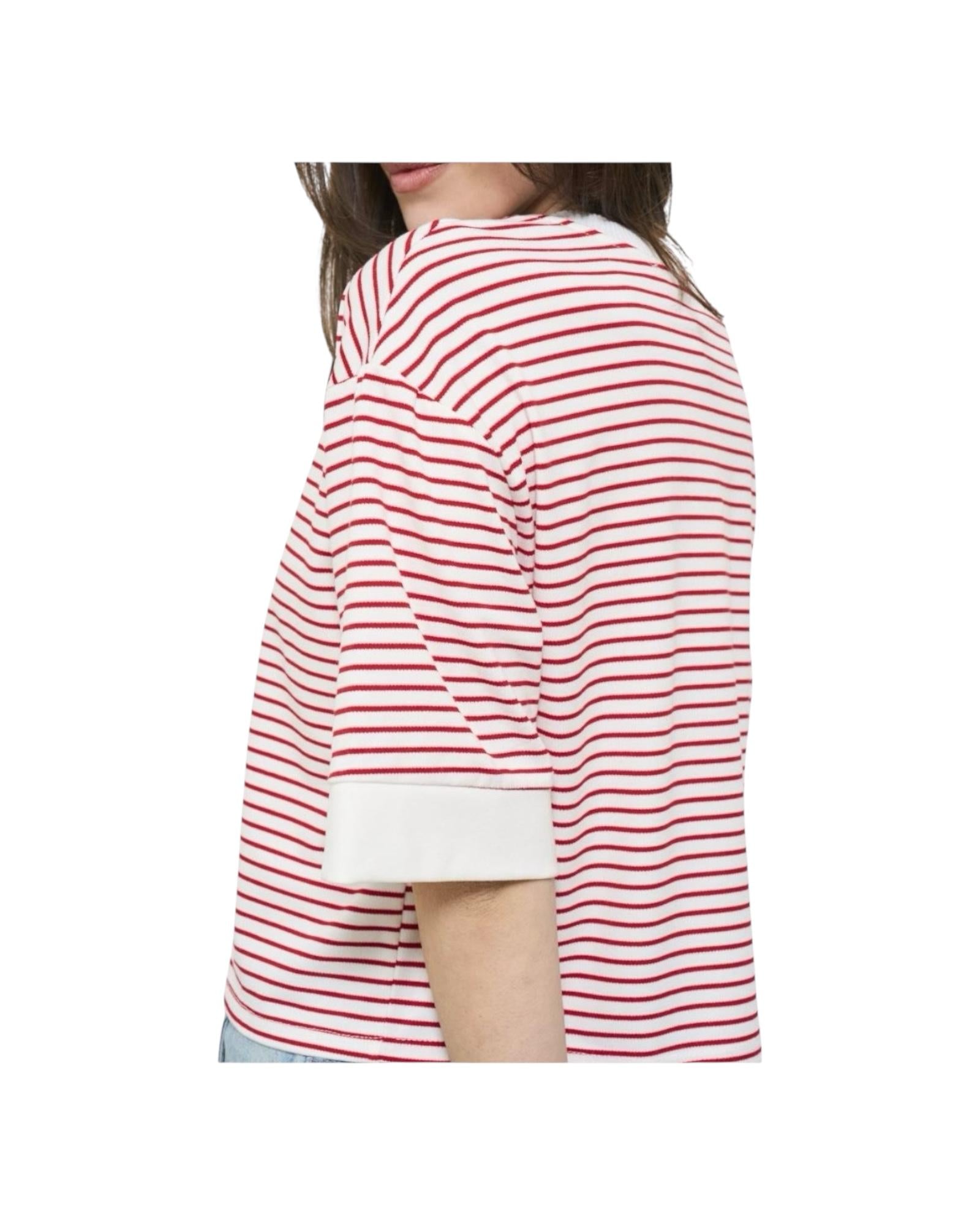 T-Shirt rigata Bianco Rosso TJA N016 003 haveone 