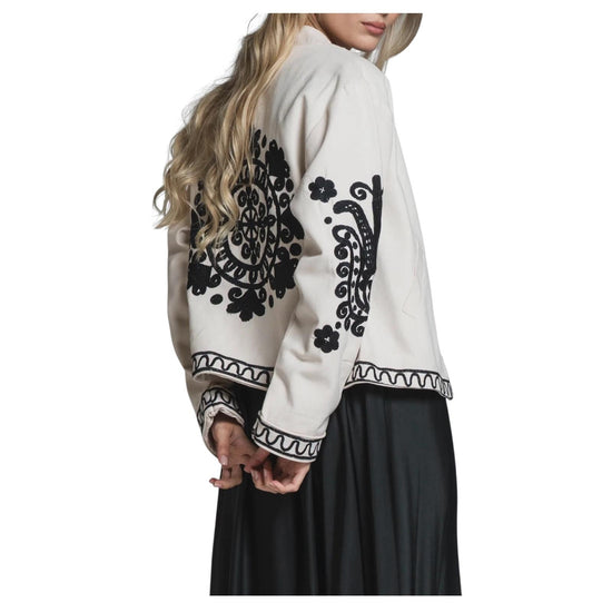 Giacca corta in canvas MAGGIE BIANCO NERO IMPURE 