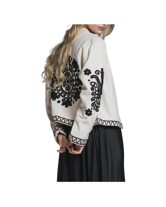Giacca corta in canvas MAGGIE BIANCO NERO IMPURE 