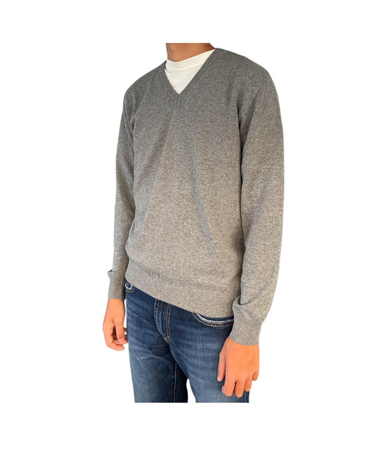 Maglione con scollo a V Grigio chiaro 00G50130M 242 MONTECHIARO 