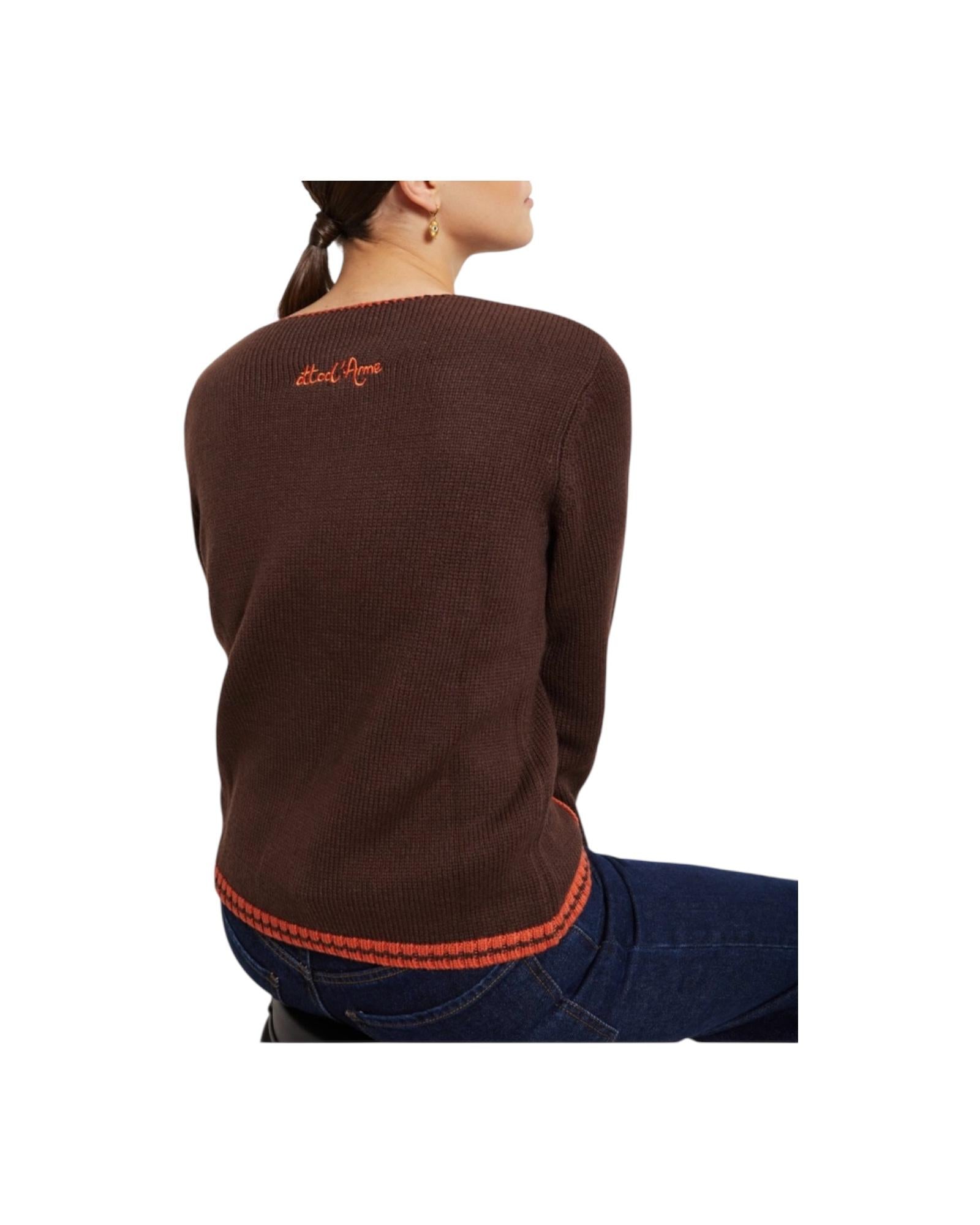 Cardigan con profili a contrasto Brown WAM DK9217 BROWN OTTOD'AME 