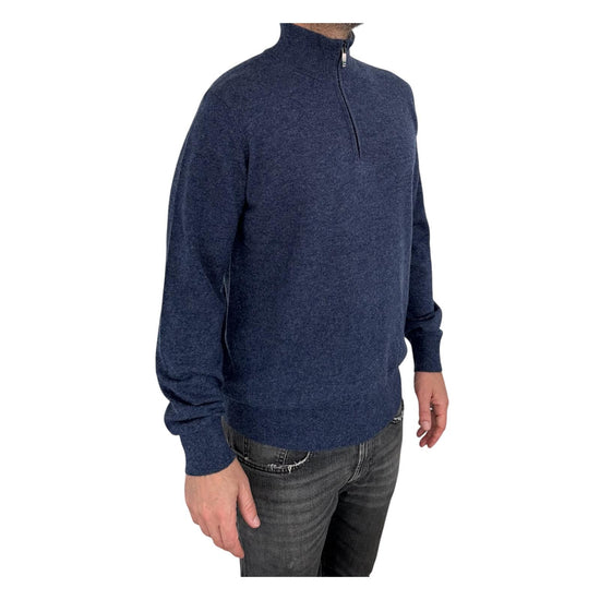 Lupetto con zip in lana e cashmere Denim 87005 233 CAVALIERI MILANO 