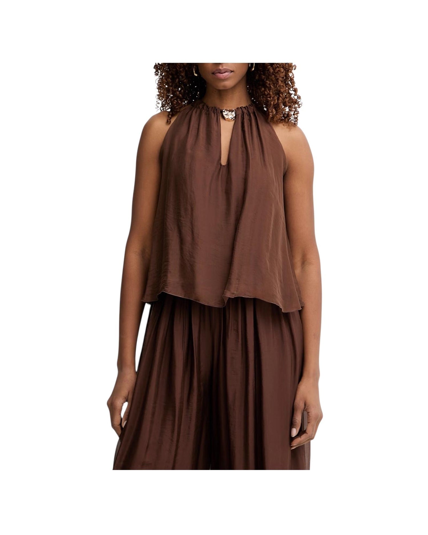 Top in misto seta Cioccolato RFF Q009 232 HAVEONE 