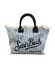 Borsa Vanity a righe celeste
