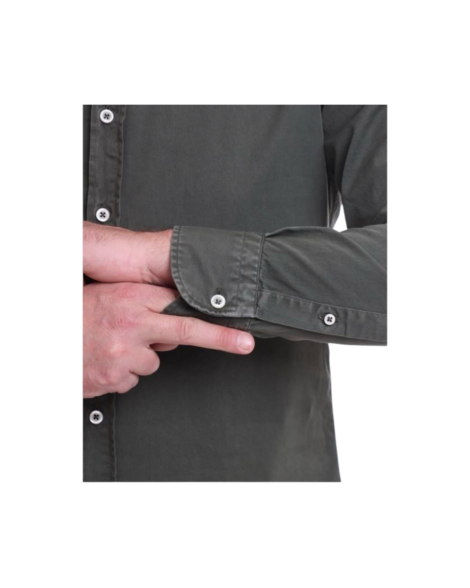 Camicia uomo in cotone Verde militare B1379 9 BASTONCINO 