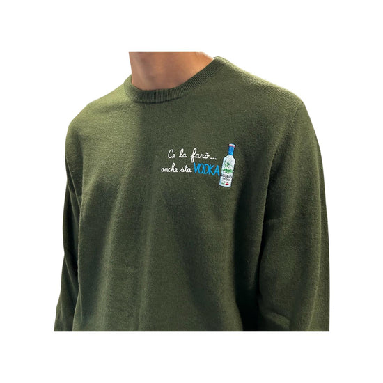 Maglione a girocollo con ricamo Ce la farò... anche sta vodka HER0024 03495I MC2 SAINT BARTH 