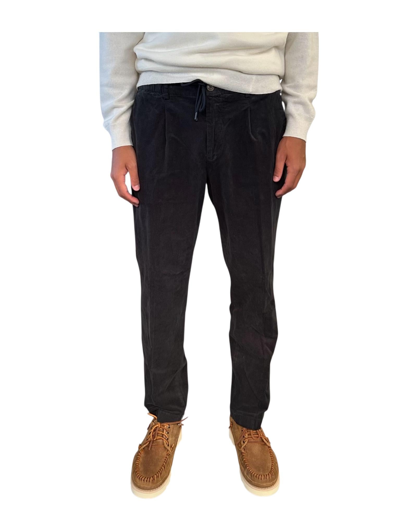 Pantalone in fustagno con coulisse Navy blue AU26W32PA PA1546 NAVY BLUE Alley docks 