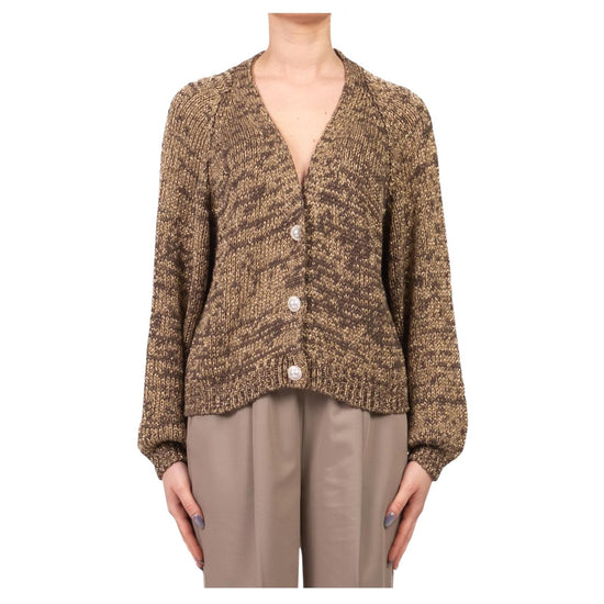 Cardigan con bottone gioiello Cioccolato JIT Q008 232 HAVEONE 