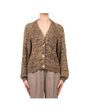 Cardigan con bottone gioiello Cioccolato