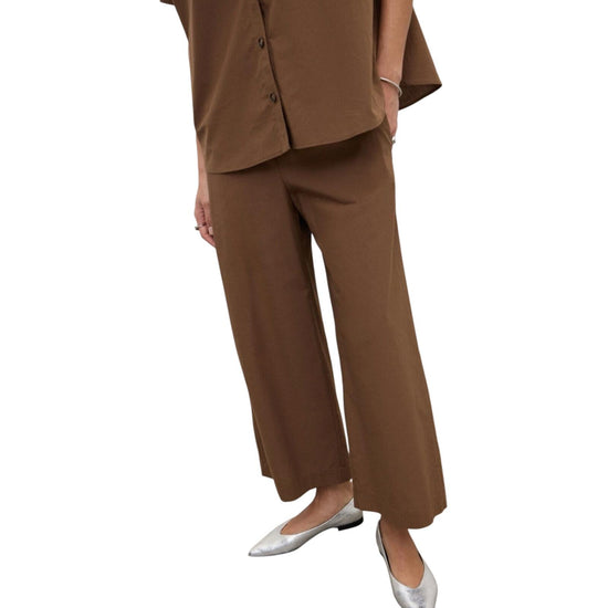 Pantalone cropped in popeline Cioccolata PCH DP9741 CIOCCOLATA OTTOD'AME 