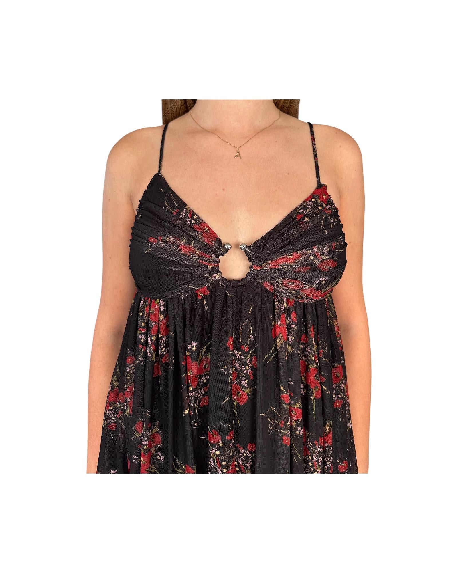 Top con fantasia floreale Nero
