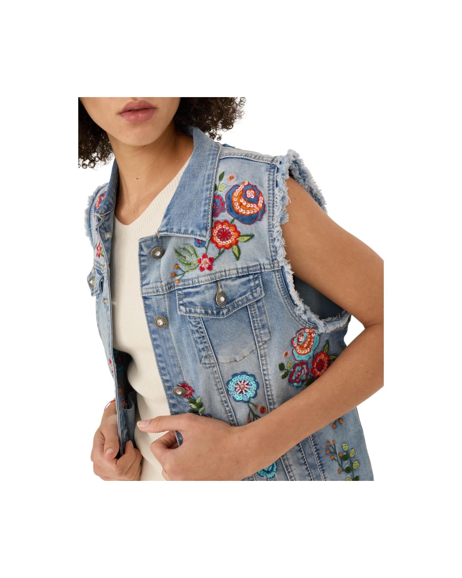 Gilet con ricami Denim D39V1346 DENIM SOUVENIR 