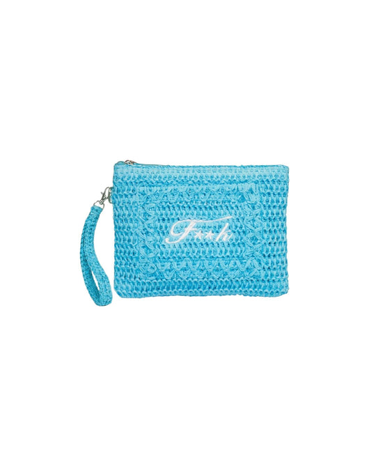Pochette in rafia Turquoise SW0007 TURQUOISE F**K 