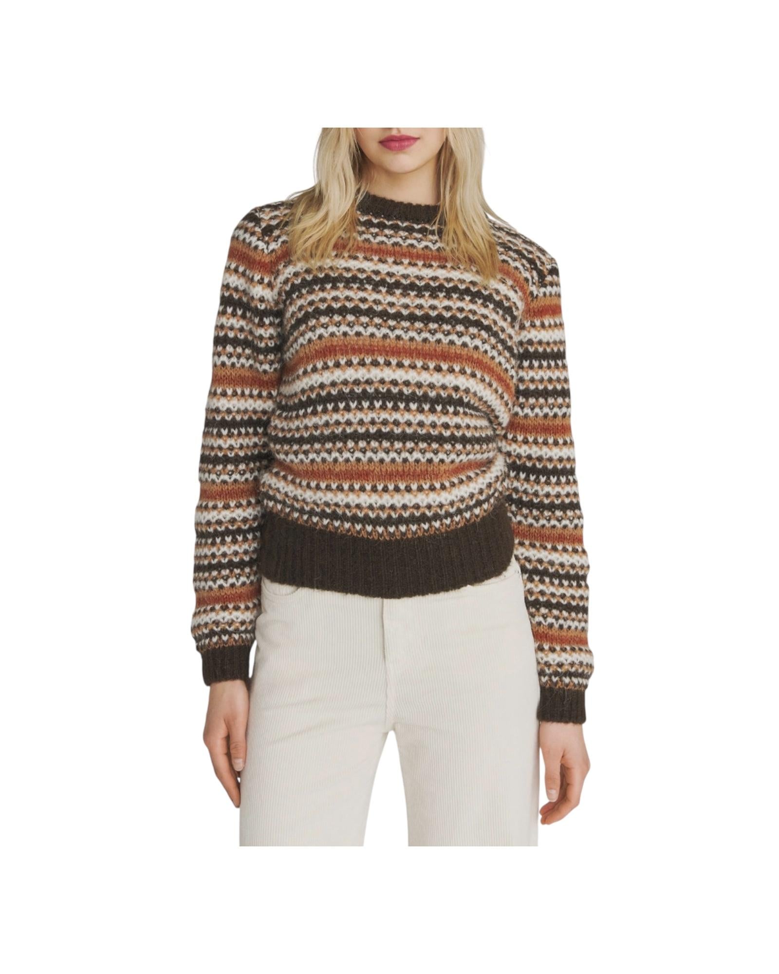 Maglione girocollo Brown cream orange RND90231CP22XXXX C0568 ROY ROGER'S