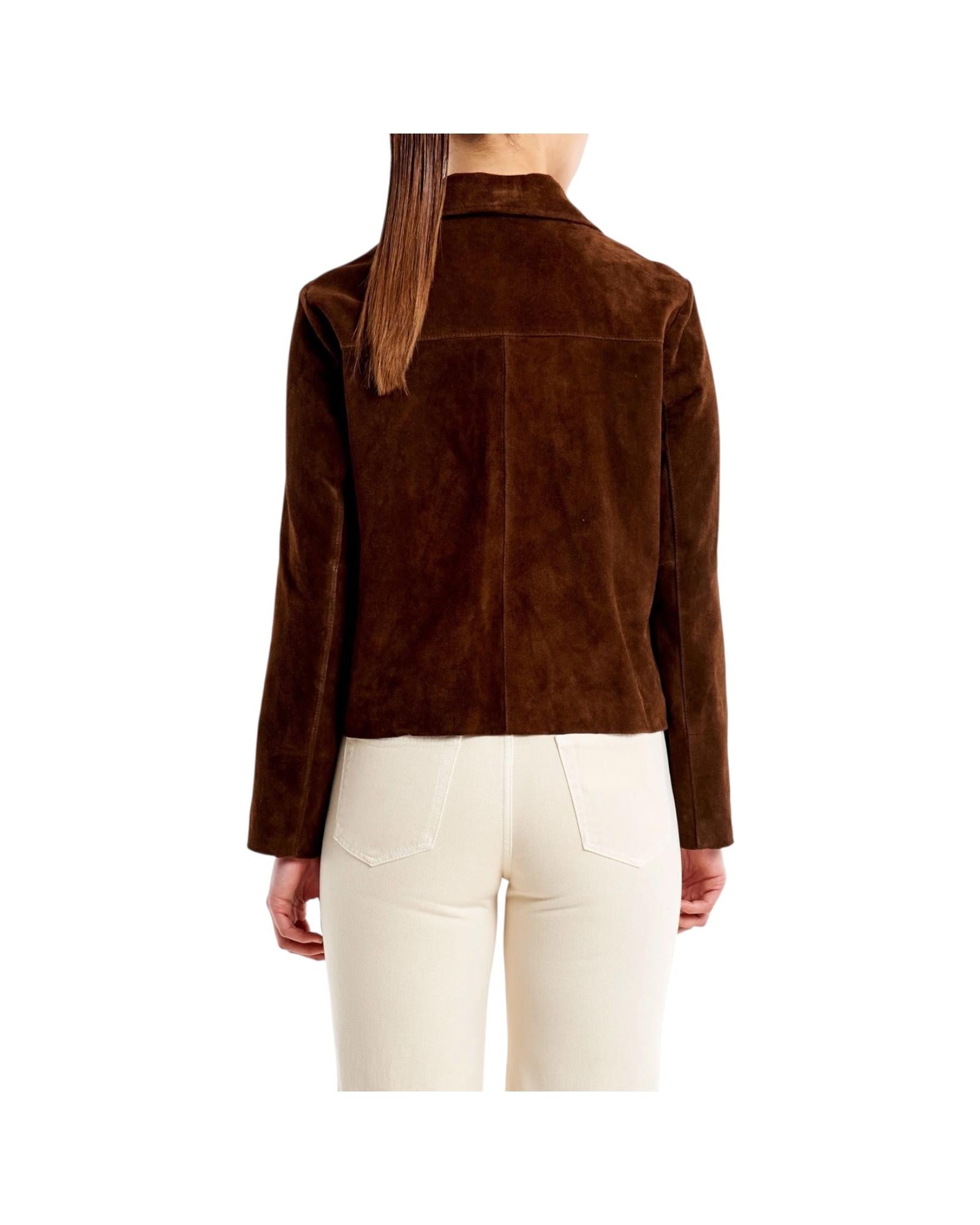 Giacca corta in pelle scamosciata Moro TAB0174 MORO VICOLO 