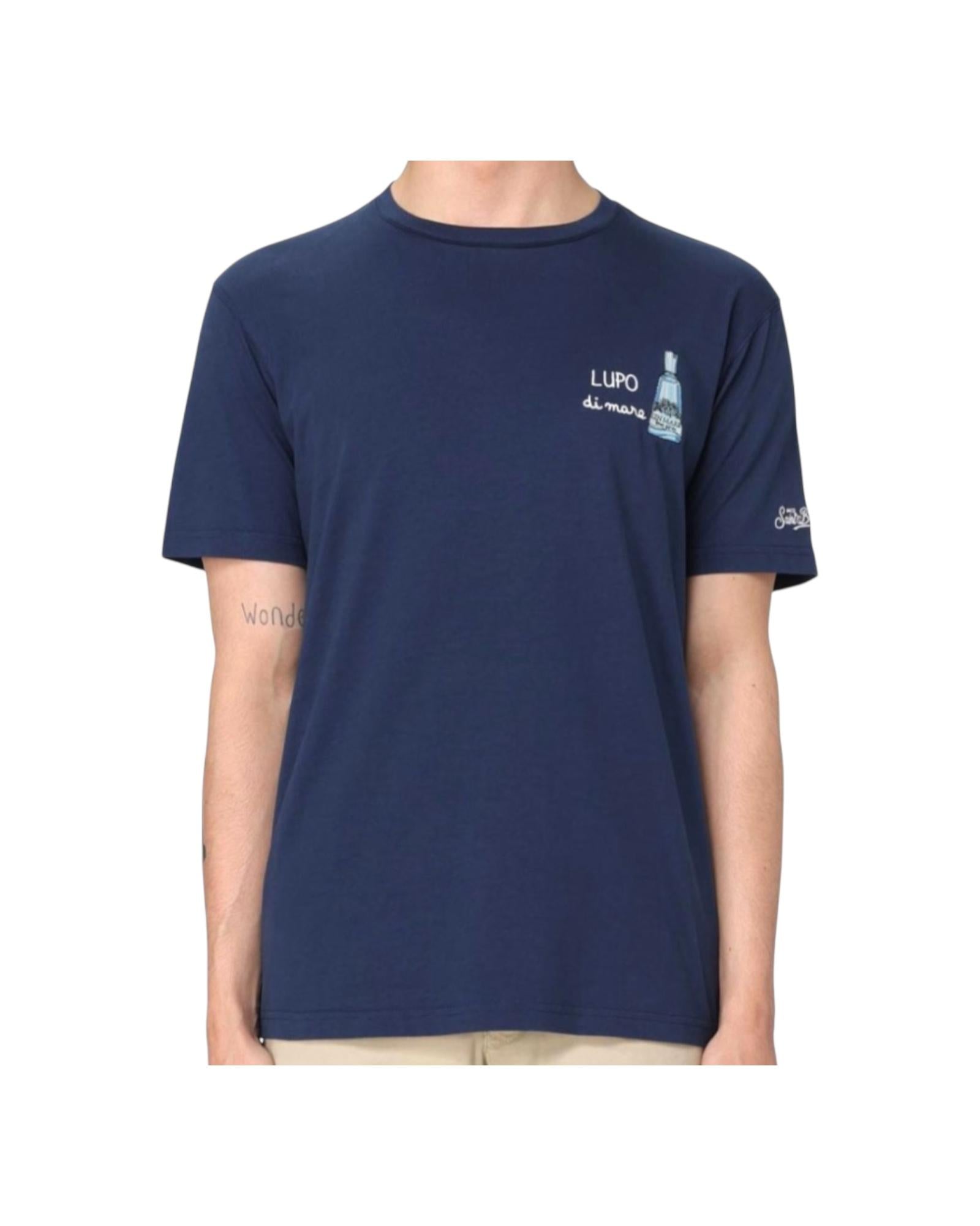 T-shirt in cotone con stampa e ricamo TSHM001 05438H MC2 SAINT BARTH