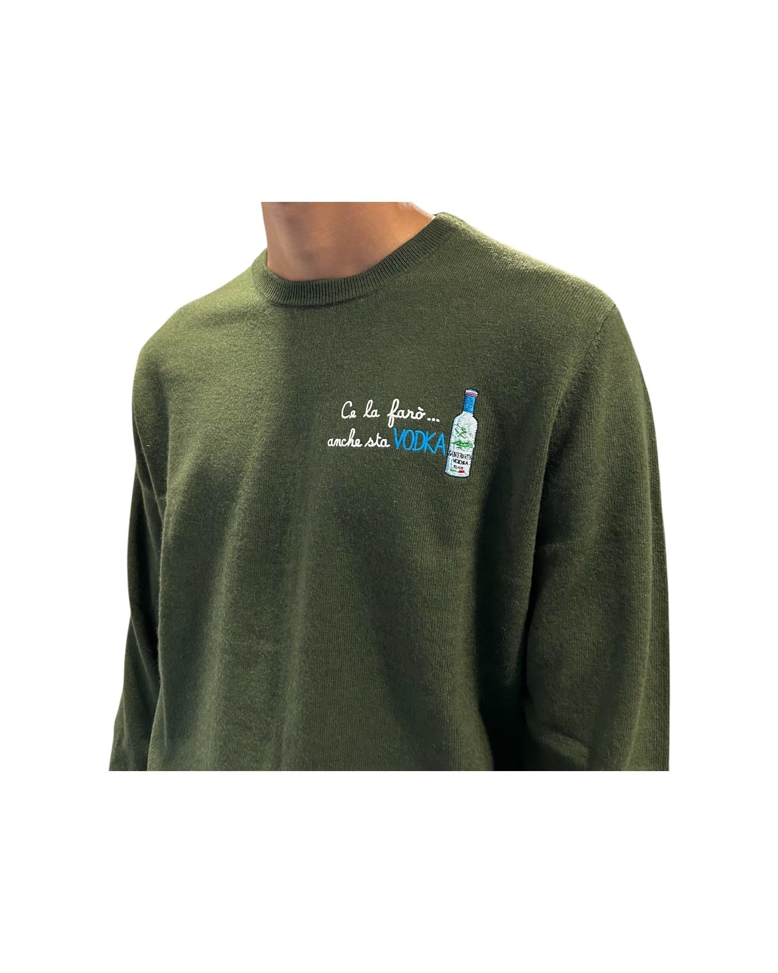 Maglione a girocollo con ricamo Ce la farò... anche sta vodka HER0024 03495I MC2 SAINT BARTH 
