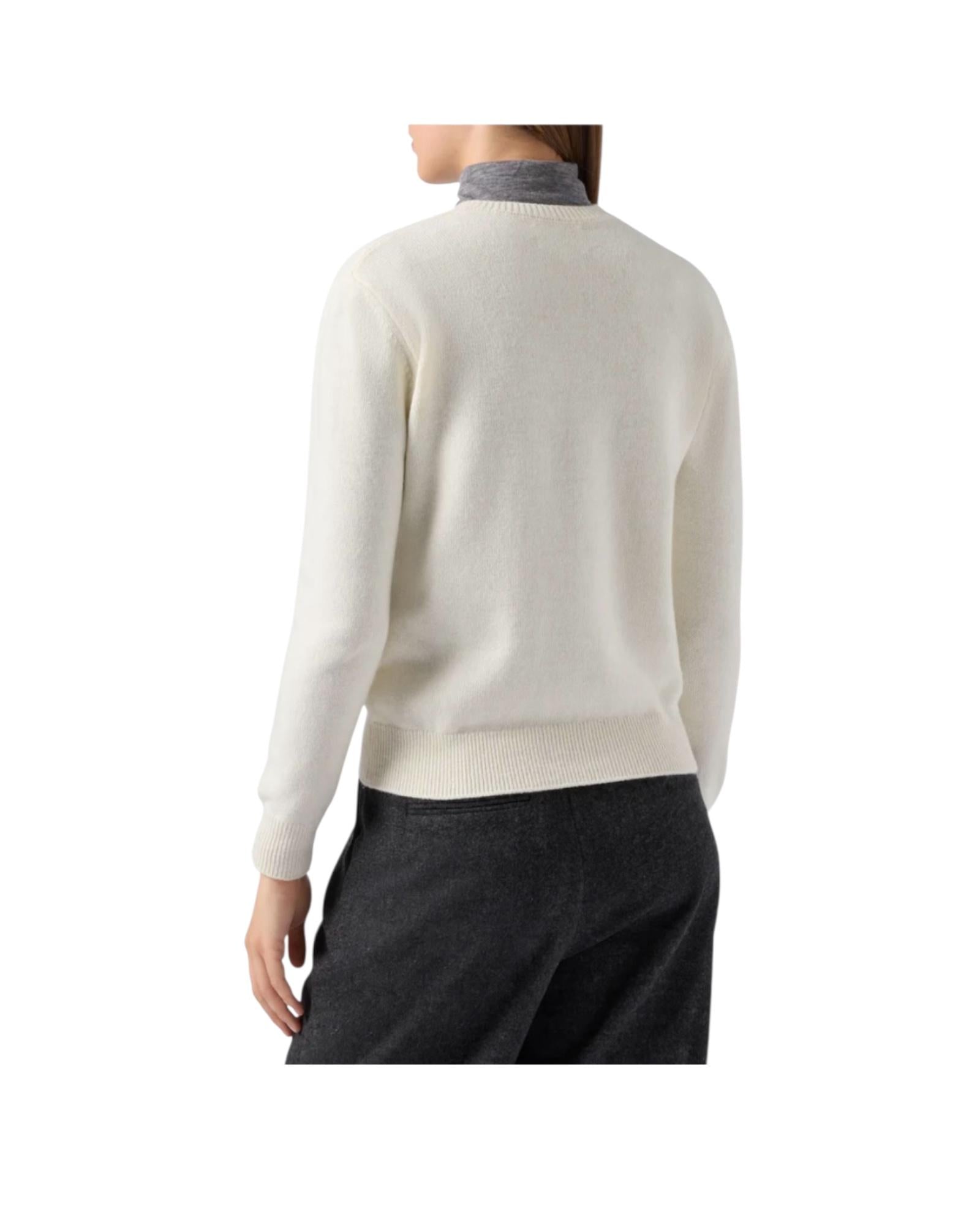 Maglione in misto cashmere con ricamo lurex Gossip girl Panna QUE0010 03954I MC2 SAINT BARTH 