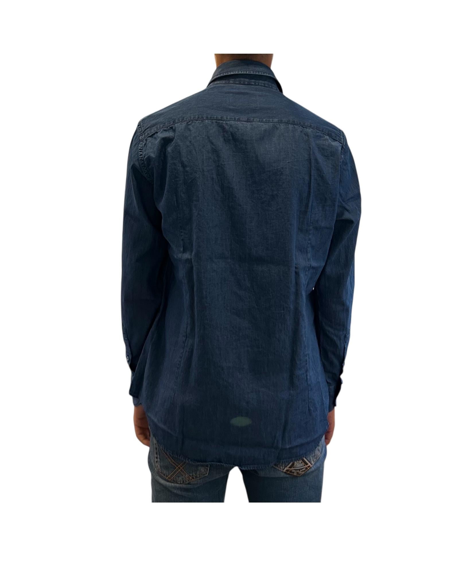 Camicia uomo in cotone Denim B4488 UNICO BASTONCINO