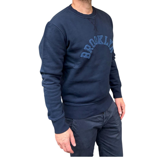 Felpa uomo in cotone Navy GR4007 0014 NAVY BL'KER 