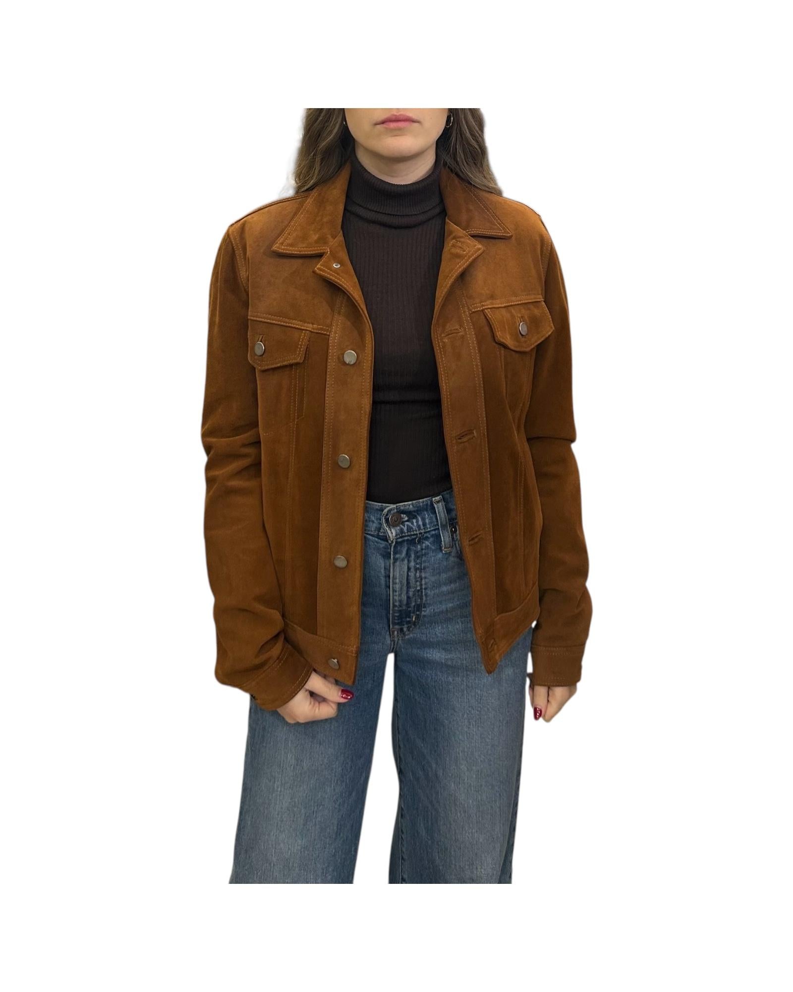 Giacca in crosta con frange Tabacco THOMAS CROSTA TABACCO BLUsotto 