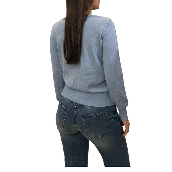 Cardigan girocollo in lana merino Celeste CARDIGAN GIROCOLLO CELESTE AlEXANDRE STONE 