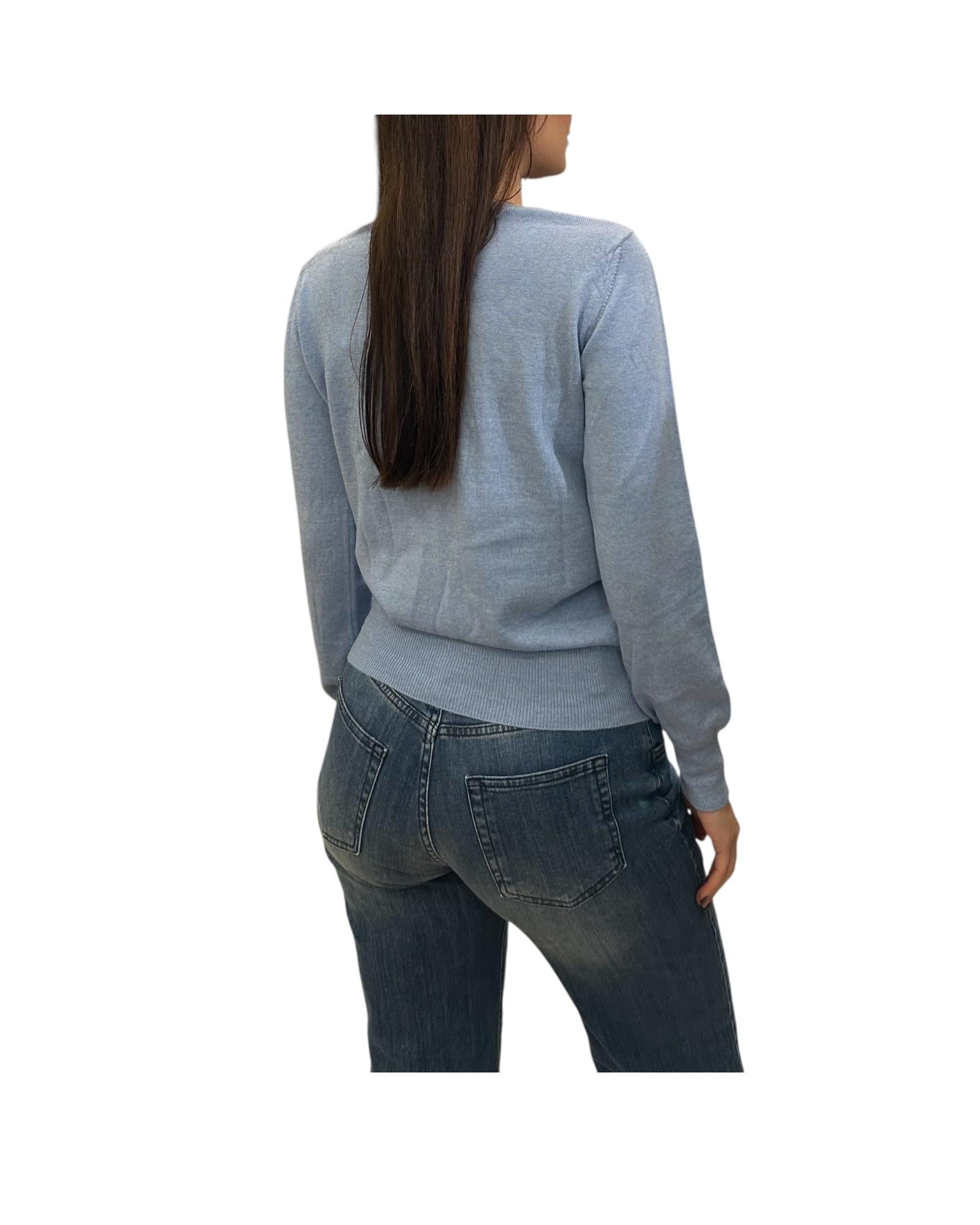 Cardigan girocollo in lana merino Celeste CARDIGAN GIROCOLLO CELESTE AlEXANDRE STONE 