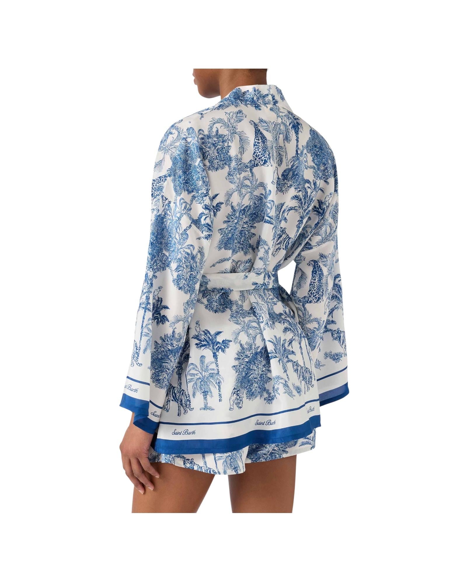 Kimono in seta con stampa toile de Jouy CYR0001 08351L MC2 SAINT BARTH 