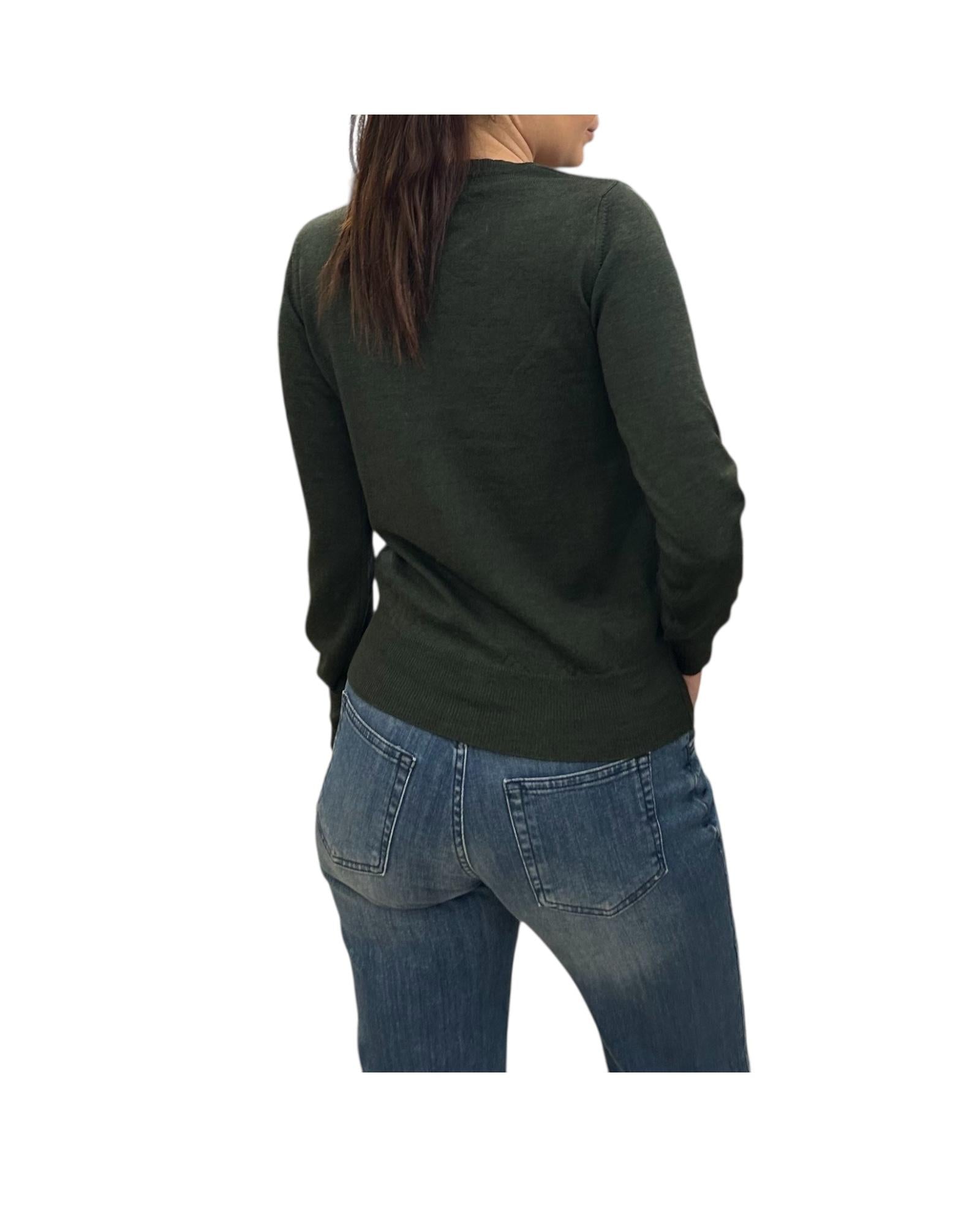 Cardigan girocollo in lana merino Verde CARDIGAN GIROCOLLO VERDE AlEXANDRE STONE