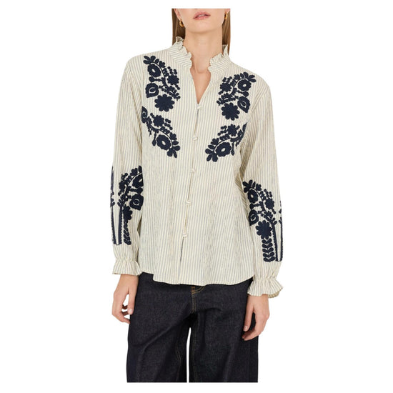 Camicia con ricamo floreale D39V1111 FANTASIA SOUVENIR 