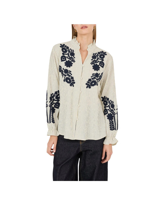 Camicia con ricamo floreale D39V1111 FANTASIA SOUVENIR 