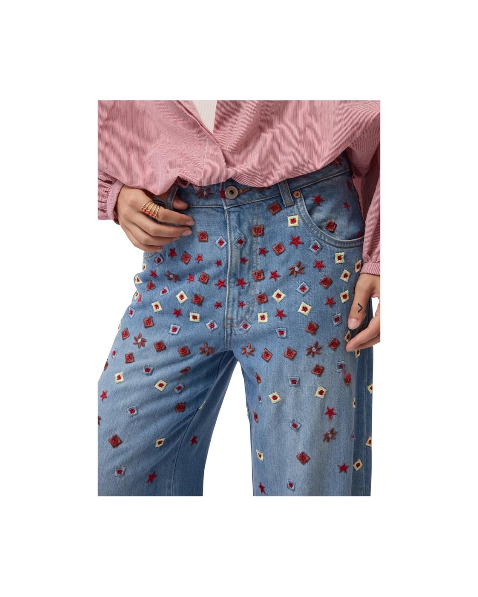 Jeans Full leg ricamati JNN DP9975 DENIM OTTOD'AME 