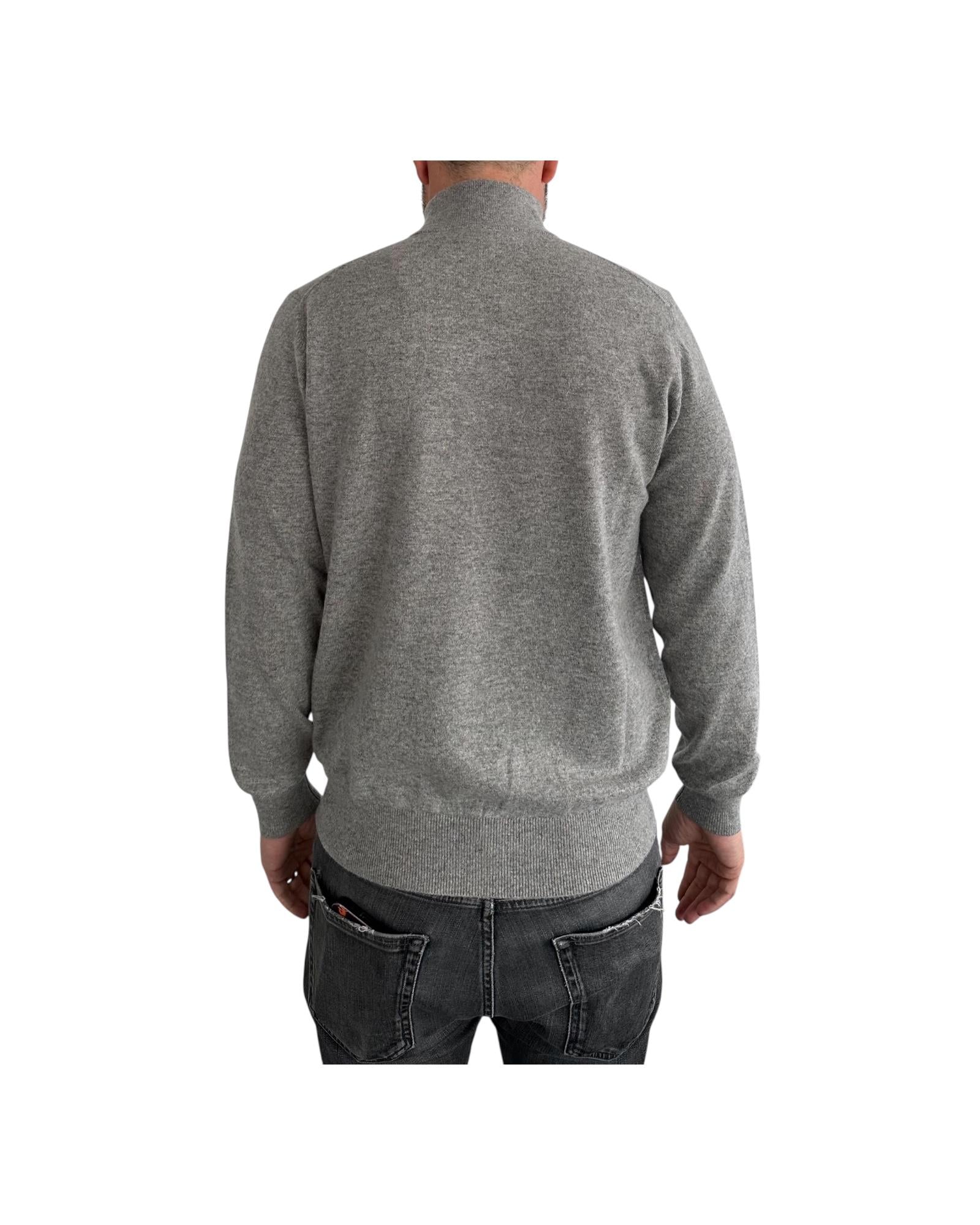 Lupetto con zip in lana e cashmere Tortora 87005 212 CAVALIERI MILANO 