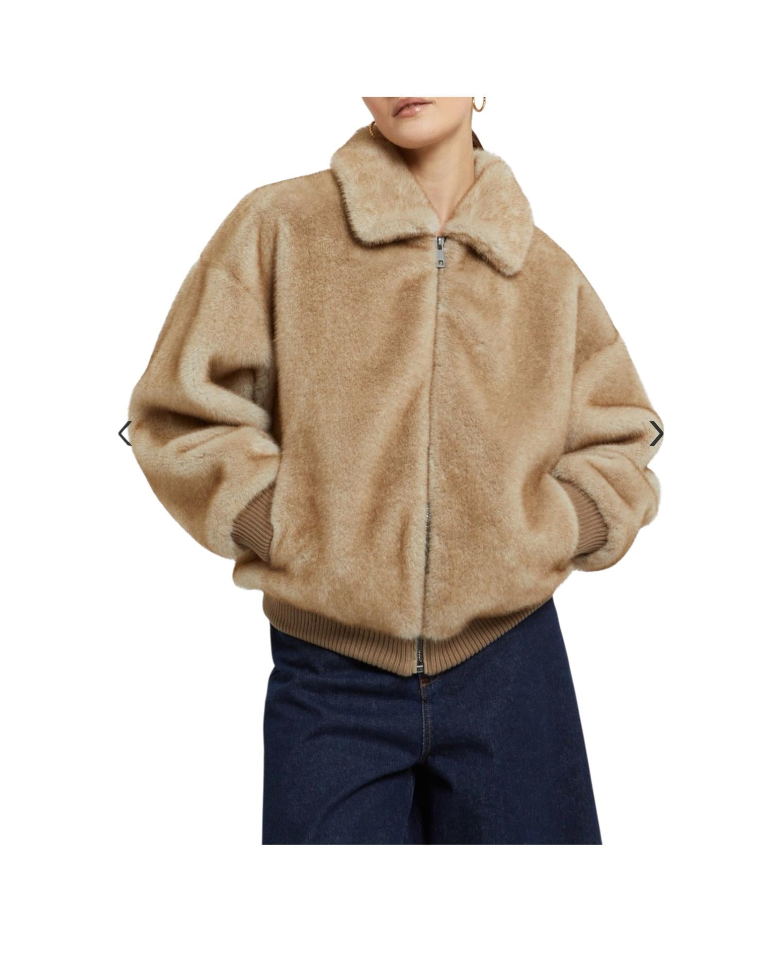 Giacca in ecopelliccia Beige GSS DJ0058 UNICA OTTOD'AME 