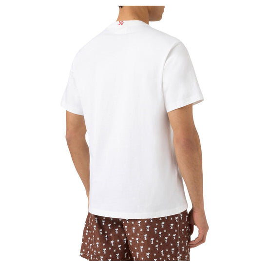 T-shirt bianca con ricamo Coffee Habituè POT0001 01623L MC2 SAINT BARTH 