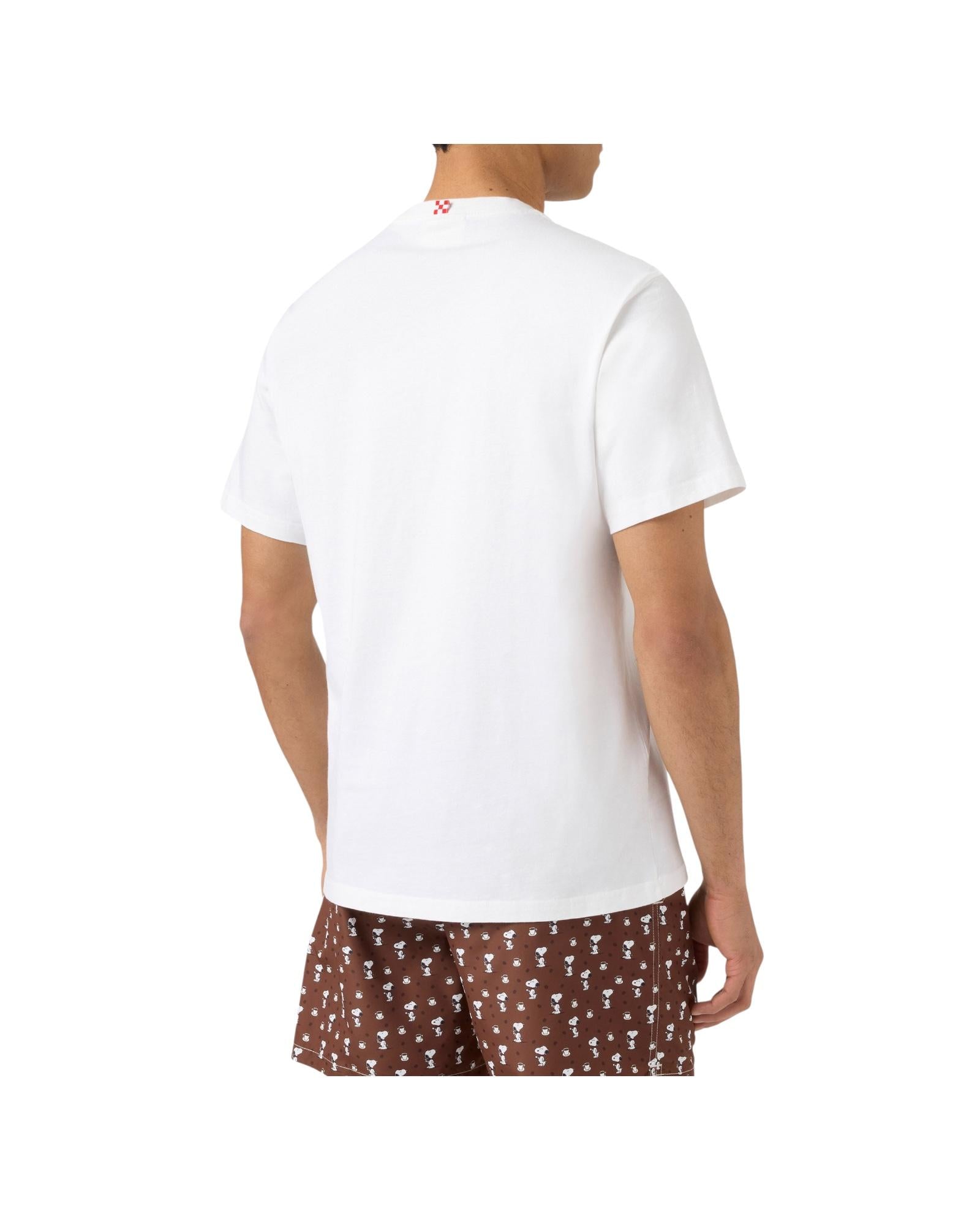 T-shirt bianca con ricamo Coffee Habituè POT0001 01623L MC2 SAINT BARTH 