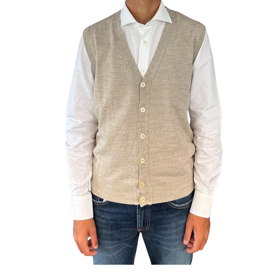 Gilet con bottoni in lana Beige 00G00149M 312 MONTECHIARO 
